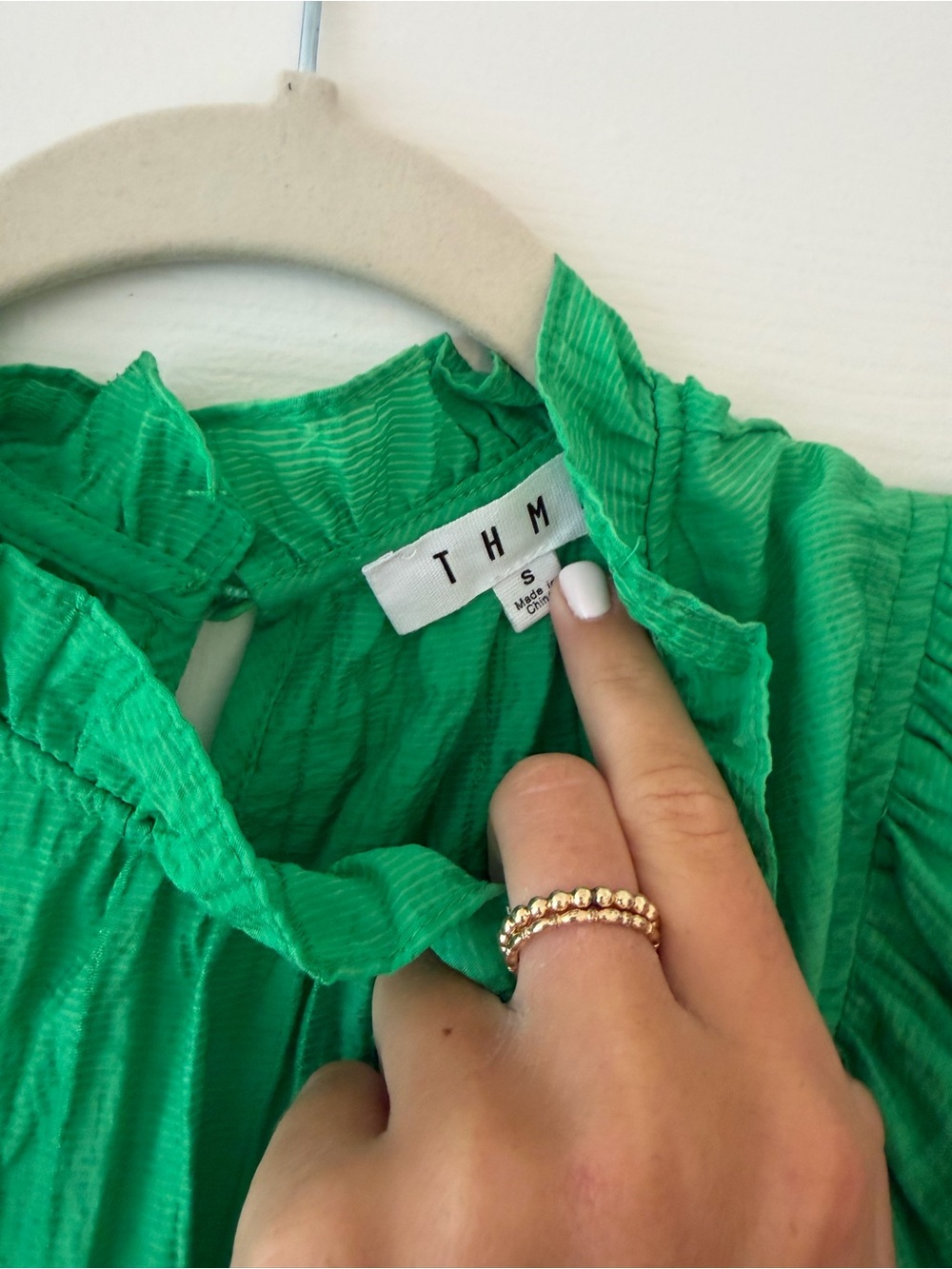 THML Emerald Green Ruffle Sleeve Blouse - Picture 2 of 2